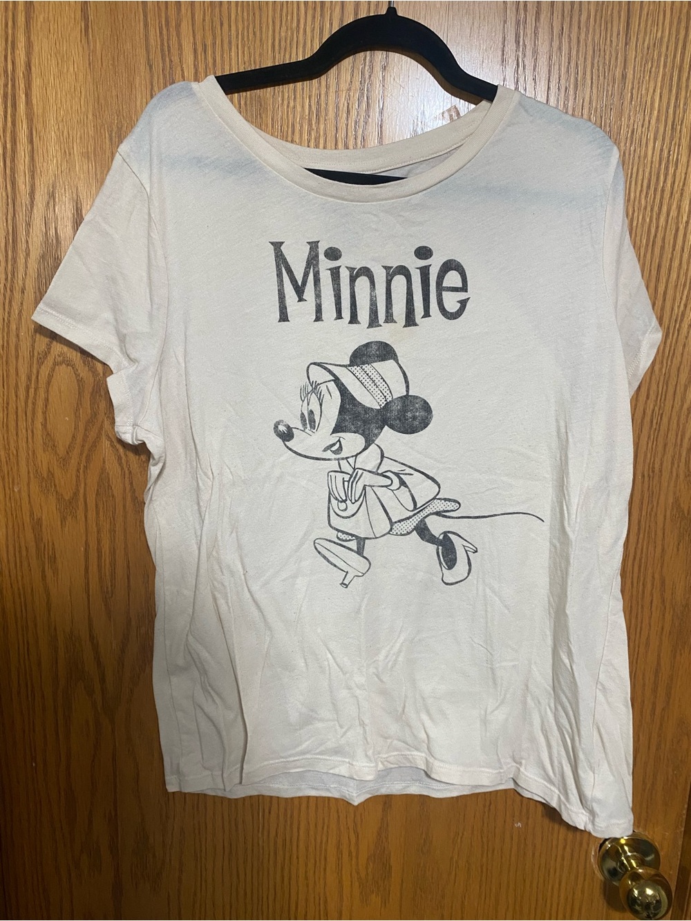 Oatmeal colour  Minnie Graphic female  T-Shirt vintage looking